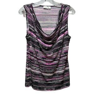 Multicolor Sleeveless Cowl Neck Top